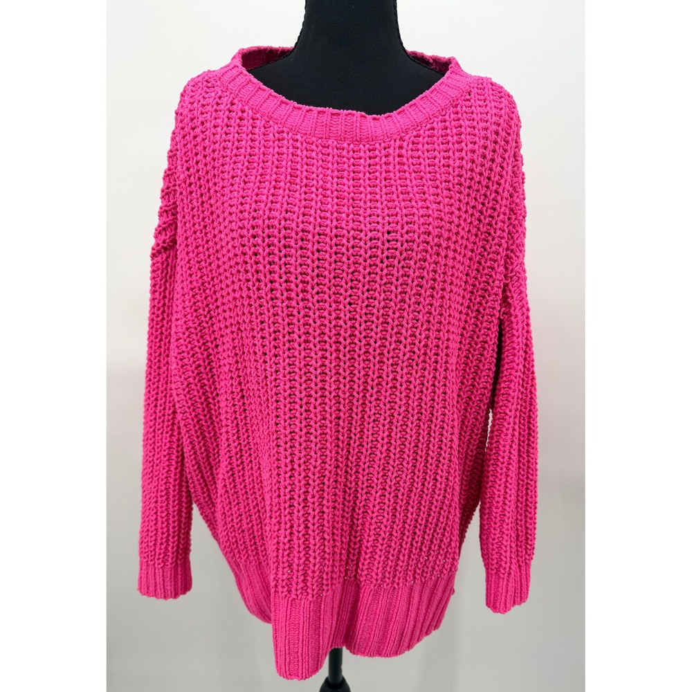 American Eagle Chenille Sweater Women XS Hot Pink Excellent Chunky Shaker Knit